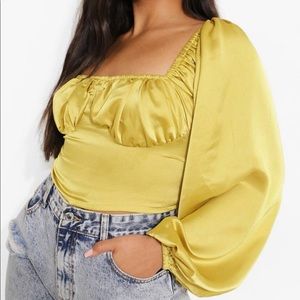 Boohoo rushed bust satin blouse